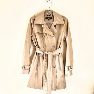 Karl Lagerfeld Tan Double-Breasted Trench Coat